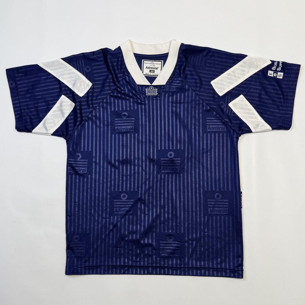 Admiral Soccer Jersey Mens Small Blue Striped Raglan V Neck 24 EBS Lightweight